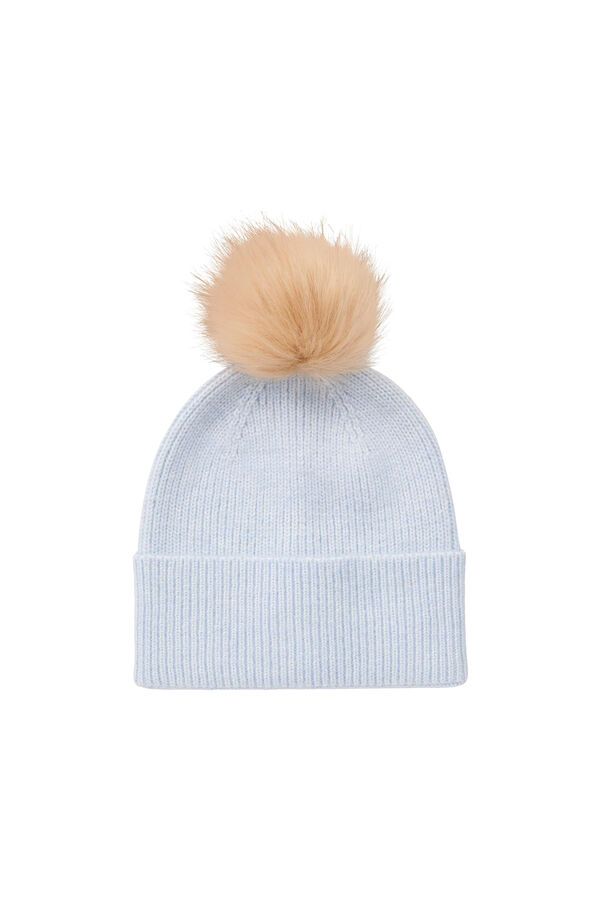 Pieces Gorro de punto con pomp&oacute;n azul