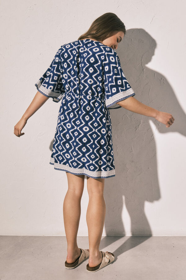 Women'secret Plava kratka haljina sa printom Print
