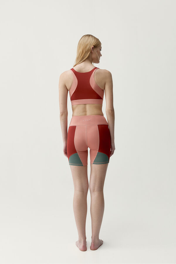 Born Living Yoga Pantal&oacute;n corto deportivo Darana coral rojo/verde estampado
