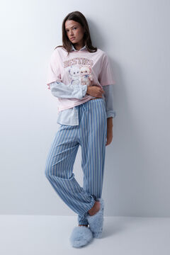 Women'secret Plave duge pantalone na pruge pufnastog kroja