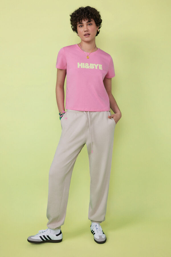 Womensecret Fuchsia 100% cotton logo T-shirt pink