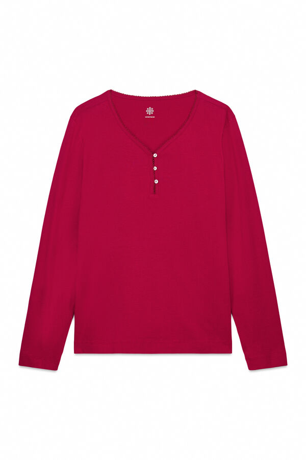 Women'secret Majica dugog rukava od 100% pamuka crvene boje Crvena