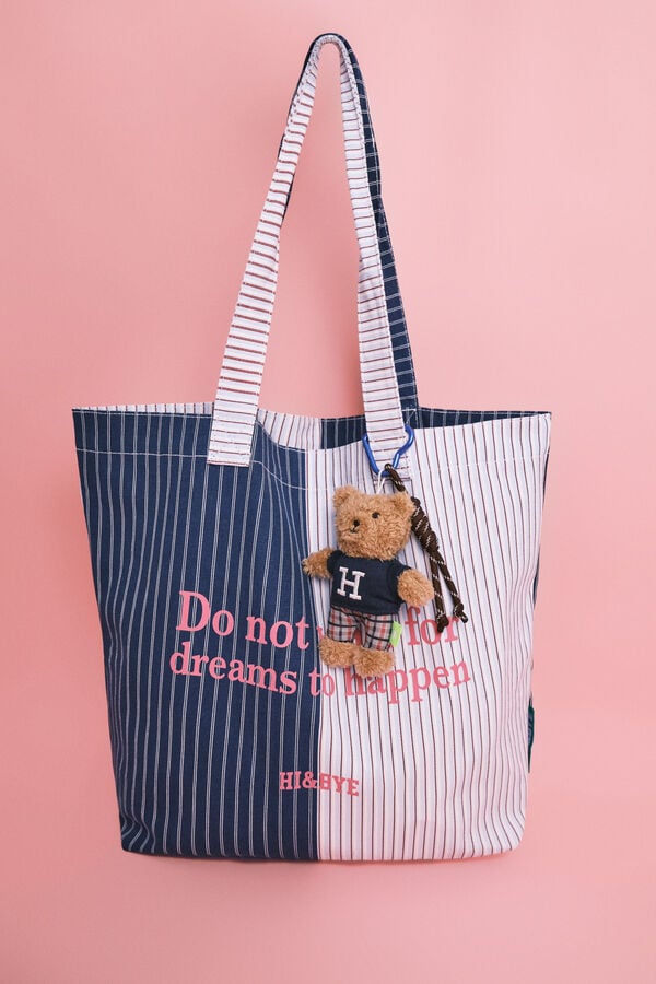 HI&BYE Plava torba shopper sa printom na pruge Plava