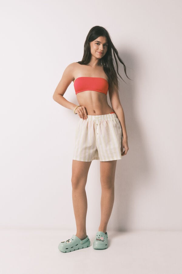 HI&BYE Crveni jednobojni top bikini bandeau Crvena