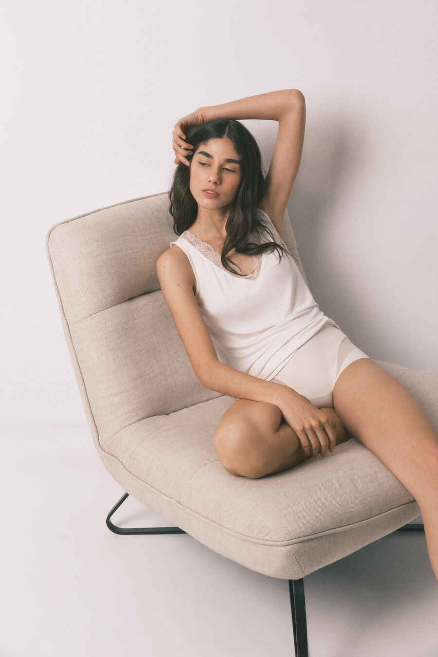 Camiseta punto súper suave beige