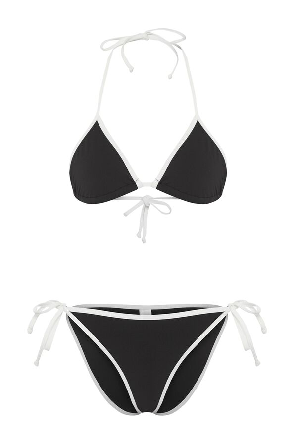 Trendyol Conjunto de bikini triangular B&W negro