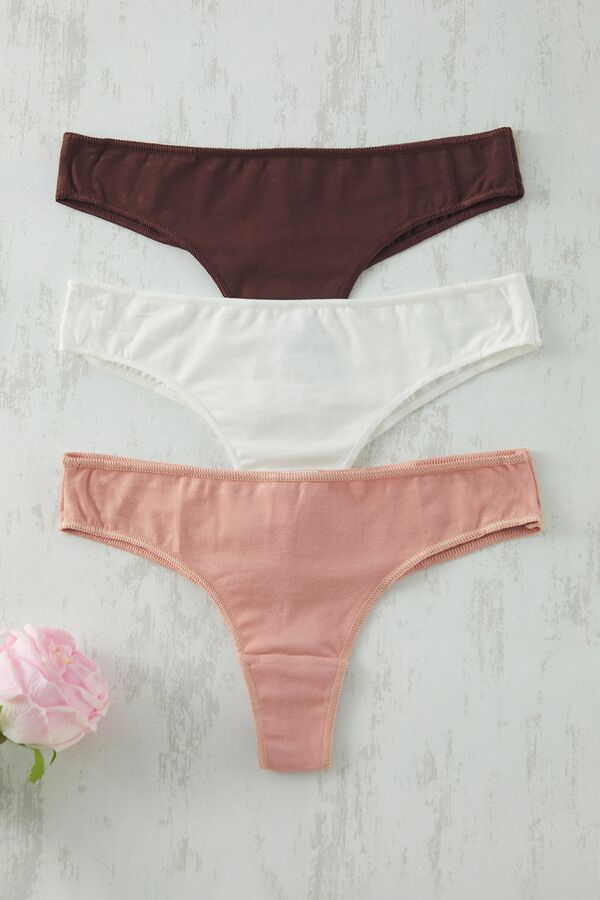 Trendyol Lot de 3 strings unis nude