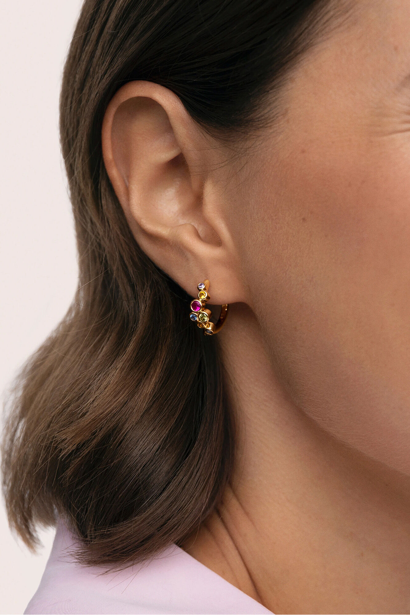 Singularu Pendientes Aro Rainbow Bubbles S Ba&ntilde;o Oro