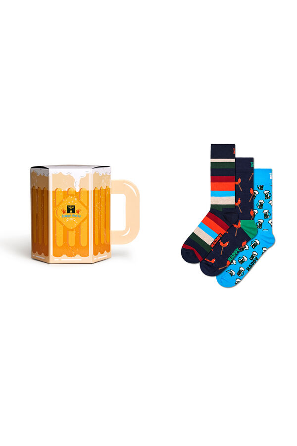 Happy Socks Wurst And Beers Gift Set Unisex 3 Pack socks blue