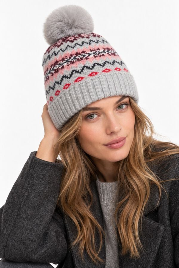 Pieces Gorro con pom-pom  gris