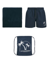 Jack & Jones Pack playa ba&ntilde;ador y toalla azul
