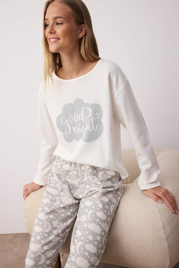 Trendyol Pijama con estampado animal blanco