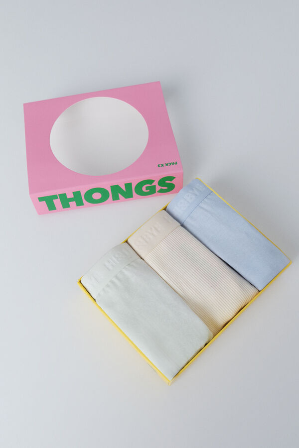 HI&BYE Pakovanje od 3 plave, žute i zelene japanke Print