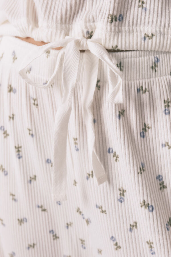 Women'secret Duga pidžama rebrasta Mafalda boja slonovače Bež