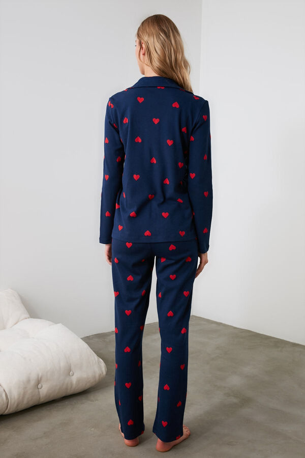 Trendyol Conjunto pijama camisero azul corazones&nbsp;&nbsp; azul