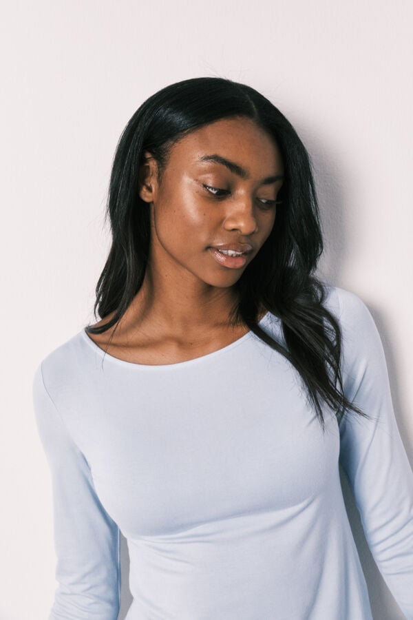 Women'secret Plava viskozna kratka pidžama mekana na dodir Plava