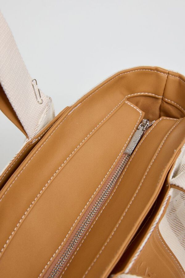 Pepe Jeans Bolso de mano lona rayas marfil