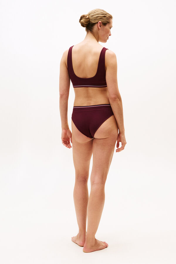 Tommy Jeans Ribbed bralette with elastic band and logo Bordo