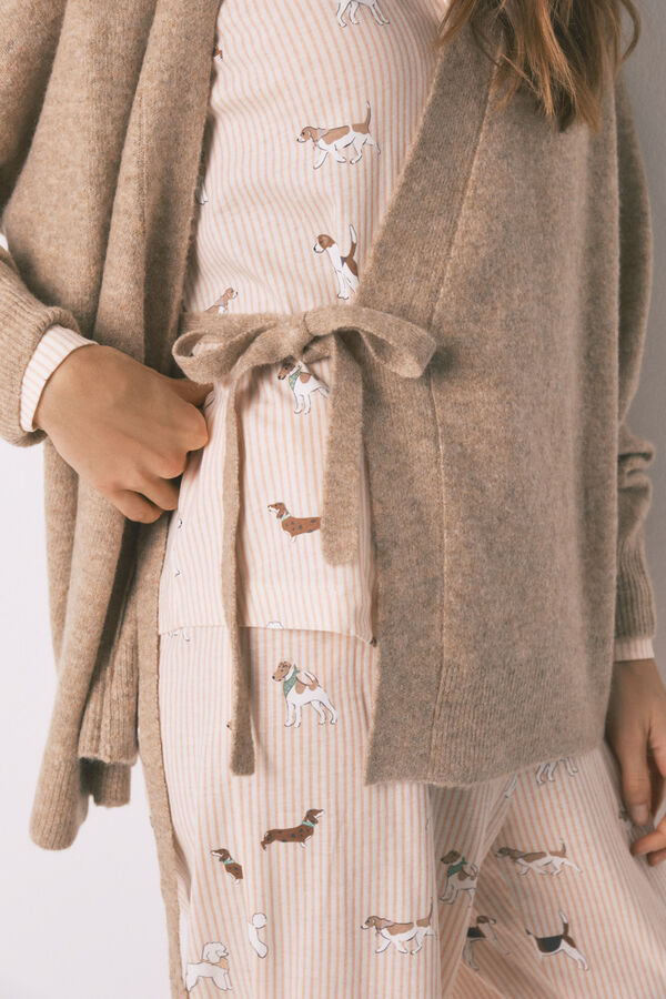 Women'secret Roze trikotažni jednobojan kratak kardigan Braon