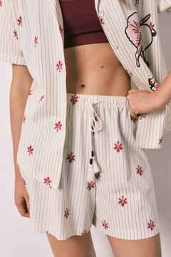 Women'secret Pijama curto camiseiro de riscas Snoopy