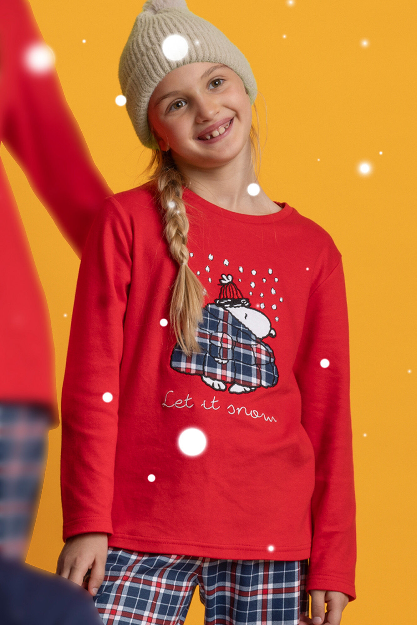 Admas Pijama infantil comprido Snoopy xadrez 100% algod&atilde;o