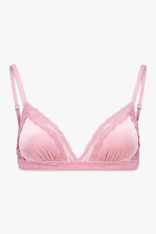 Women'secret PRIRODNI ružičasti somotski trouglasti grudnjak Roze