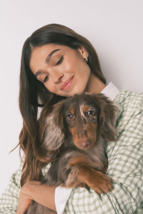 Women'secret 100% pamučna karirana duga ko&scaron;ulja pidžama Zelena