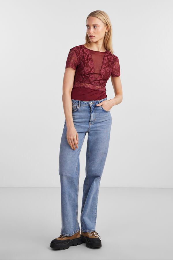 Pieces Body de encaje rojo