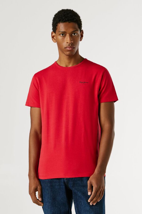 Pepe Jeans Camiseta b&aacute;sica manga corta logo rojo