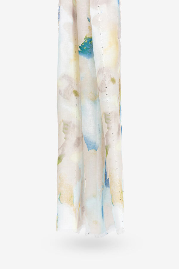 Vilanova Cachecol com estampa floral brilhante branco