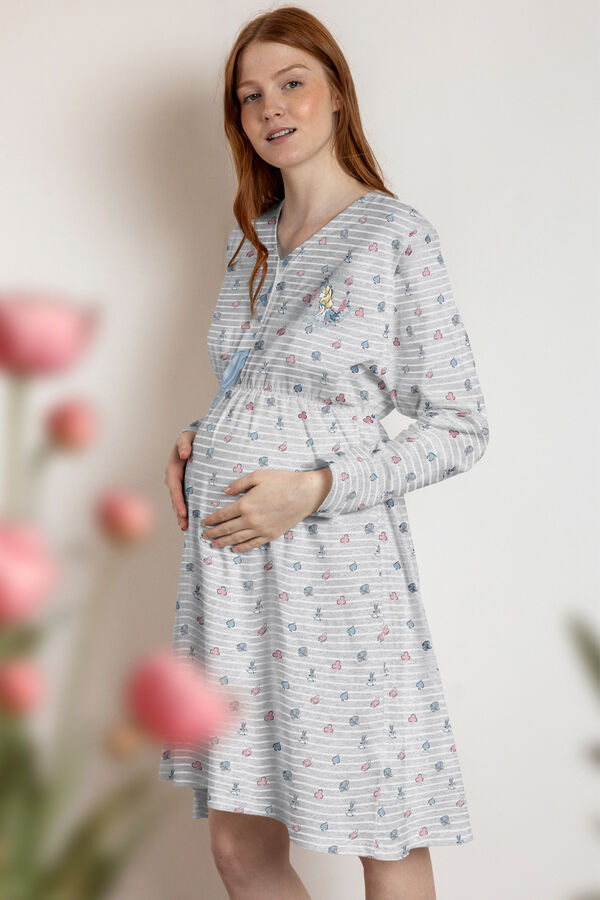 Admas Camis&oacute;n maternity manga larga rayas Alicia Wonderland gris