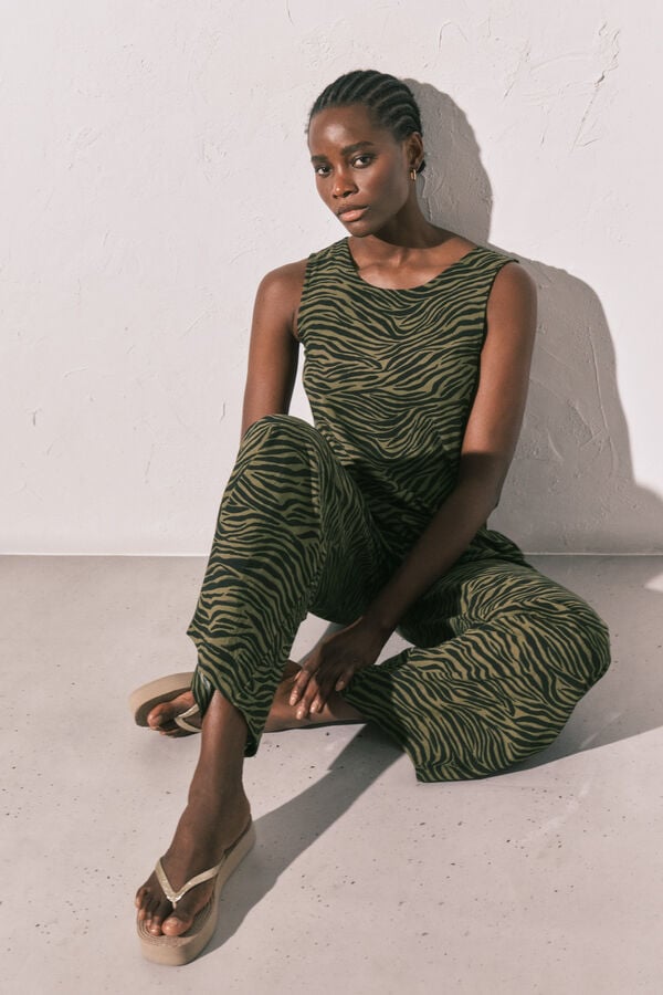 Women'secret Dugi kombinezon animal print Crna