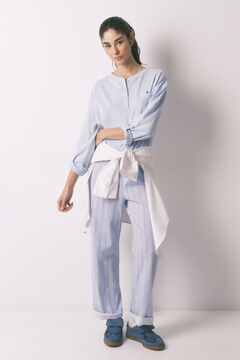 Women'secret Plave 100% pamučne duge prugaste pantalone