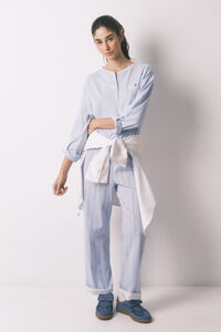 Women'secret Plave 100% pamučne duge prugaste pantalone