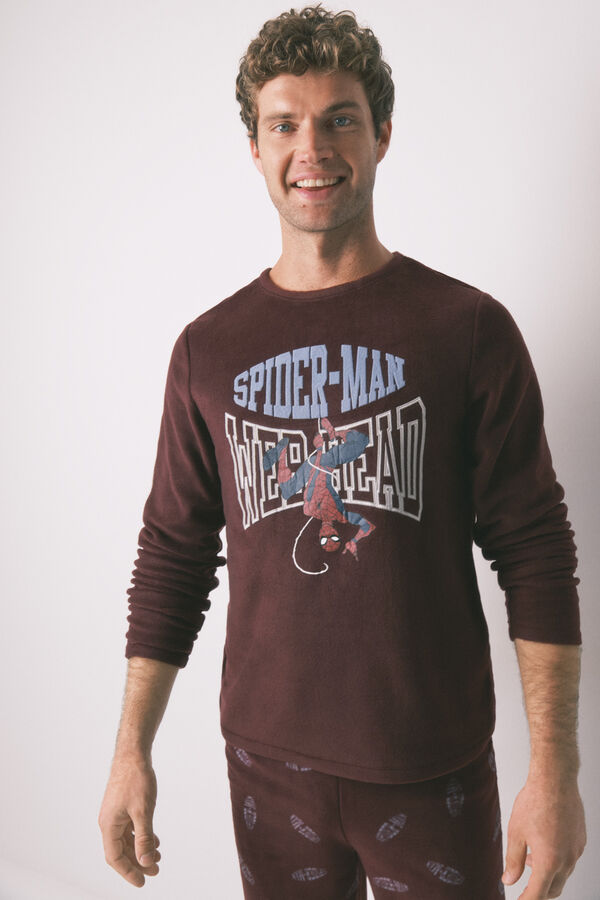 Women'secret Muška duga pidžama od polarnog crvenog flisa sa Spajdermen Bordo