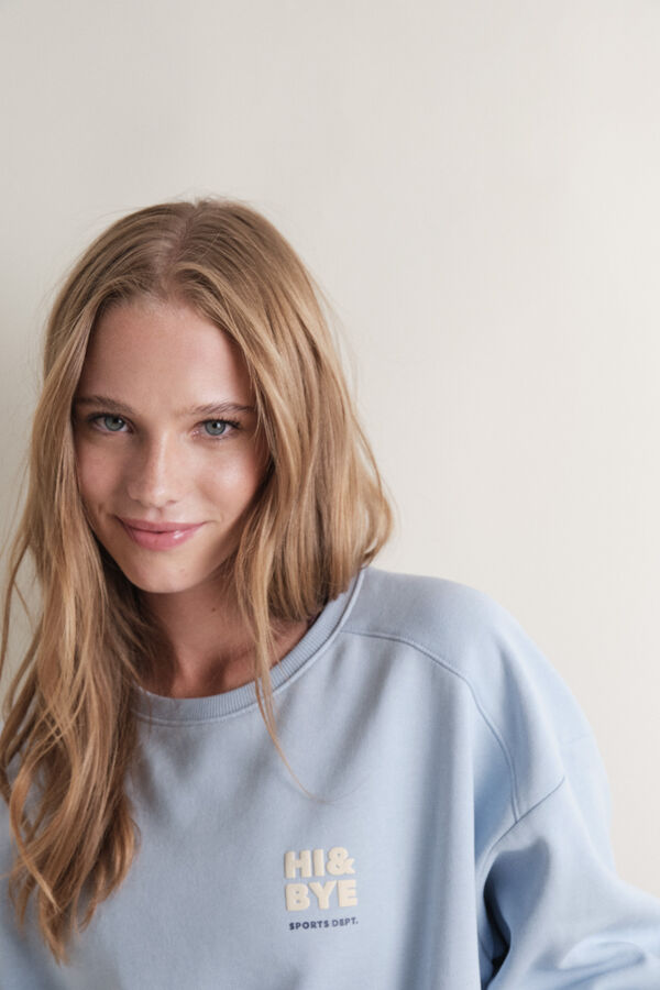HI&BYE Sudadera corta felpa algod&oacute;n azul claro azul