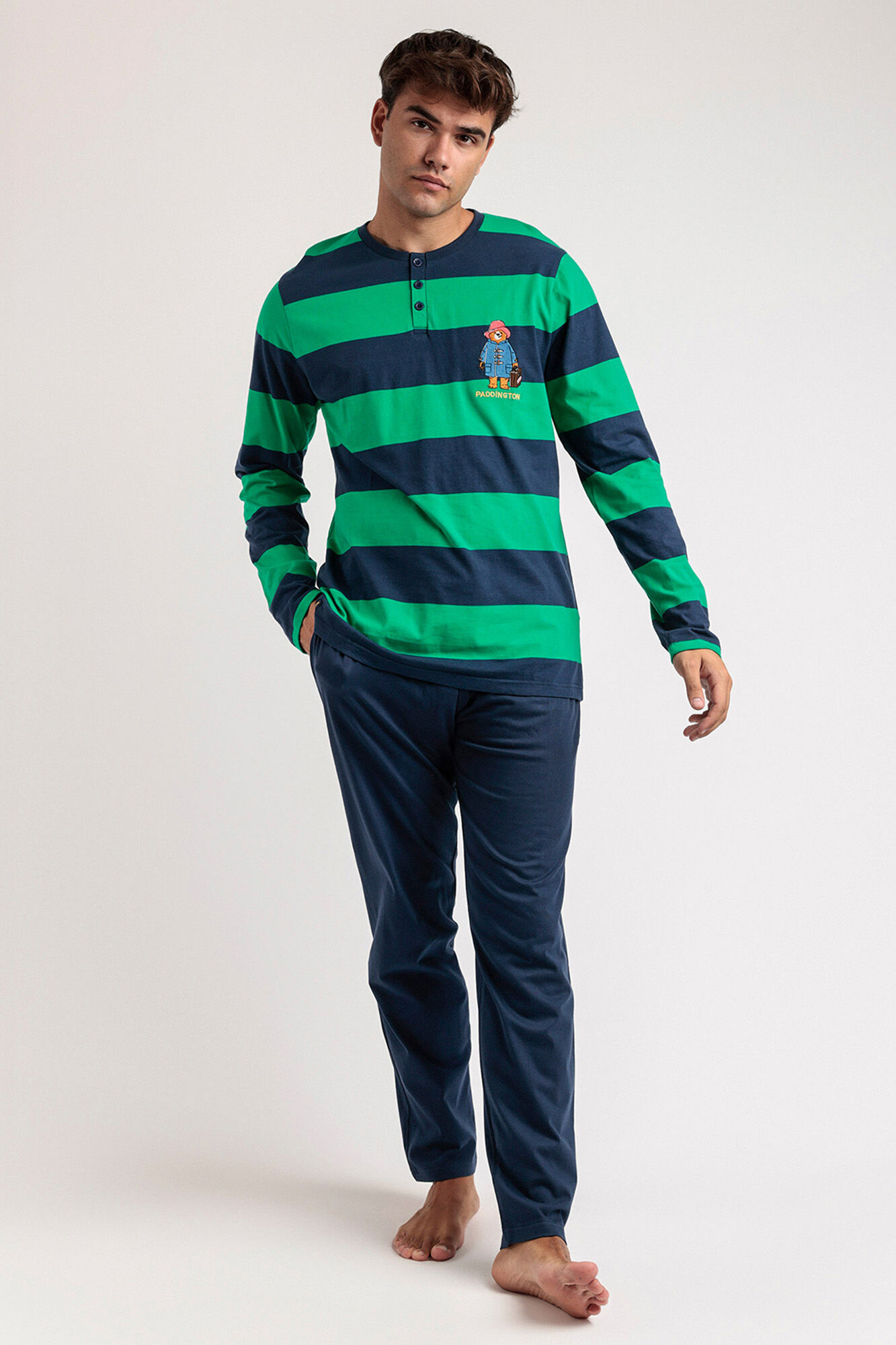 Admas Pijama comprido riscas Rugby Paddington para homem