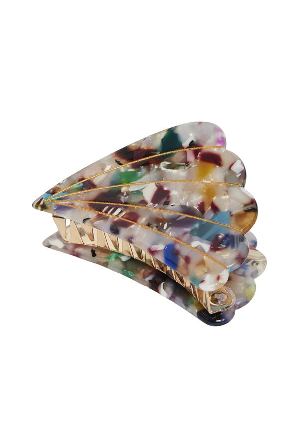 Pieces Marble-effect hair clip blue