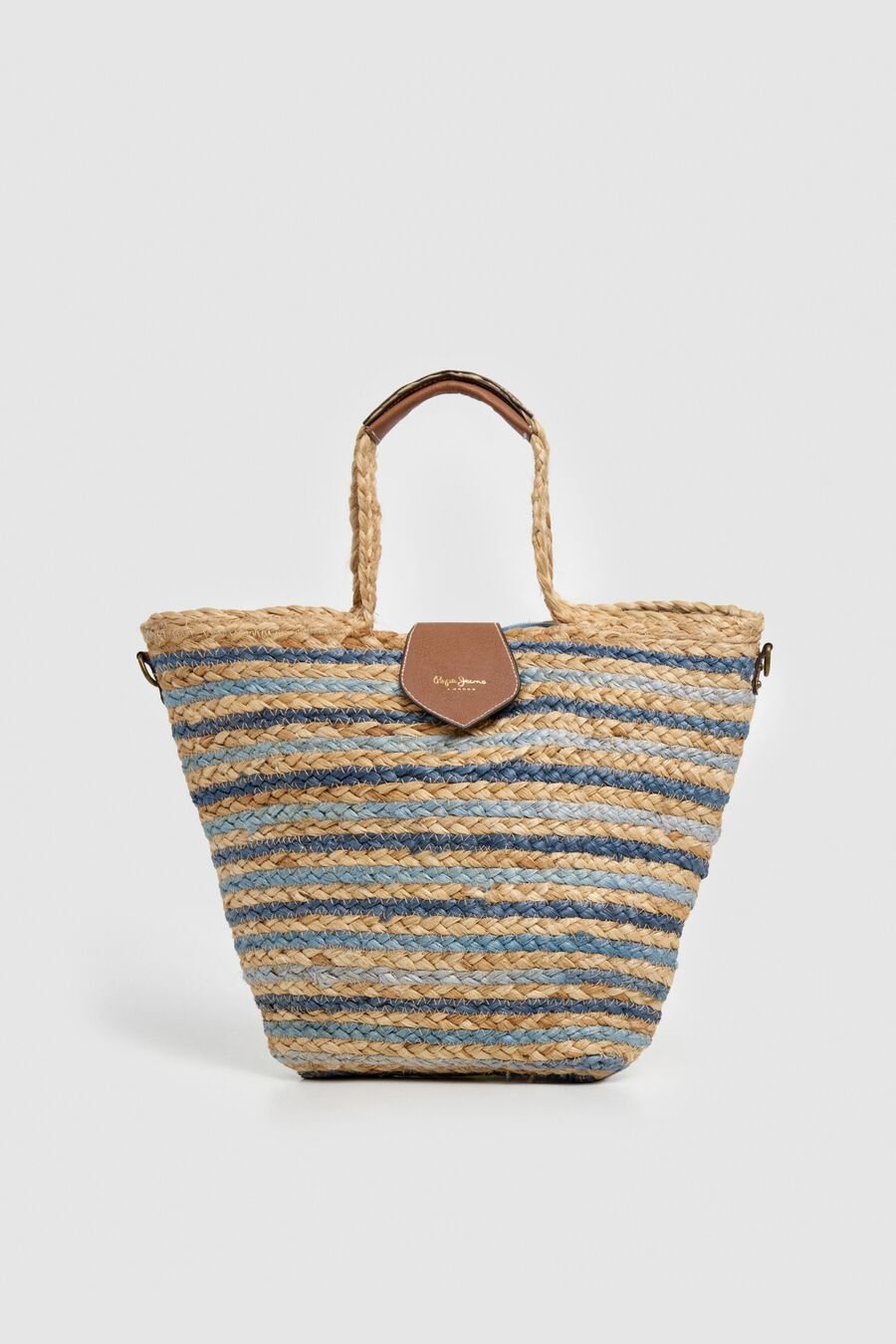 Bolso rafia trenzada rayas asas