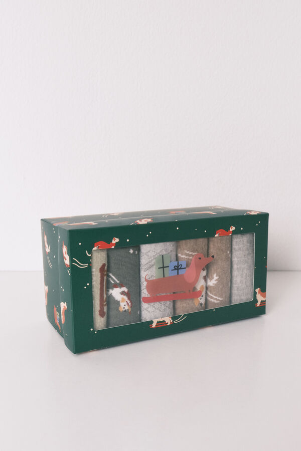 Women'secret Paket od 6 dugih pamučnih čarape za pse   Zelena