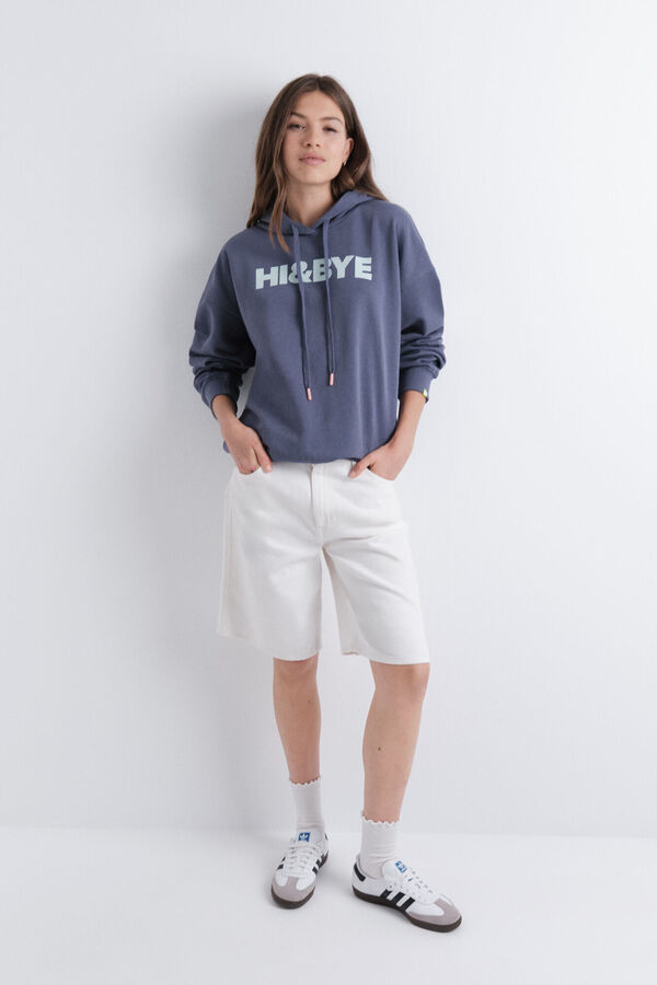 HI&BYE Sudadera capucha felpa azul  azul