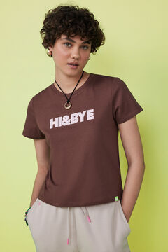 Womensecret Camiseta 100% algodón marrón logo marrón
