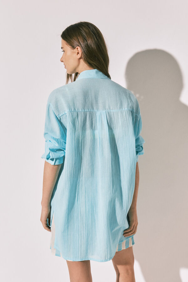 Women'secret Plava pamučna duga camisola Plava