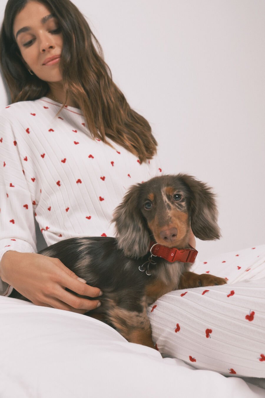 Collar perro rojo colgante cerezas