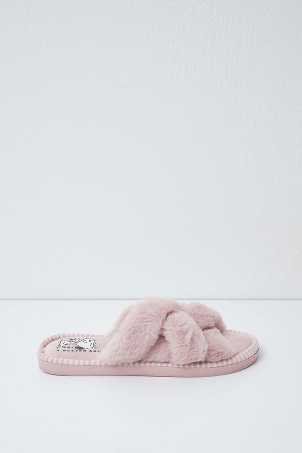Women'secret Roze pli&scaron;ane sobne papuče Snoopy Roze