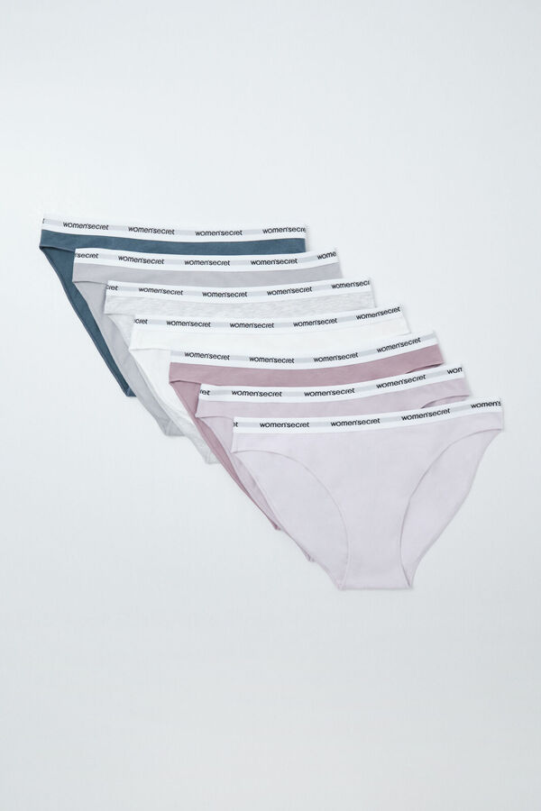 Women'secret Pack 7 bragas cl&aacute;sicas algod&oacute;n lisas logo Print