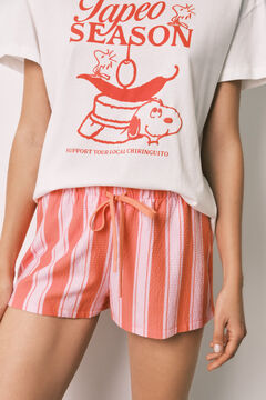 Women'secret Pijama curto em algod&atilde;o Snoopy riscas
