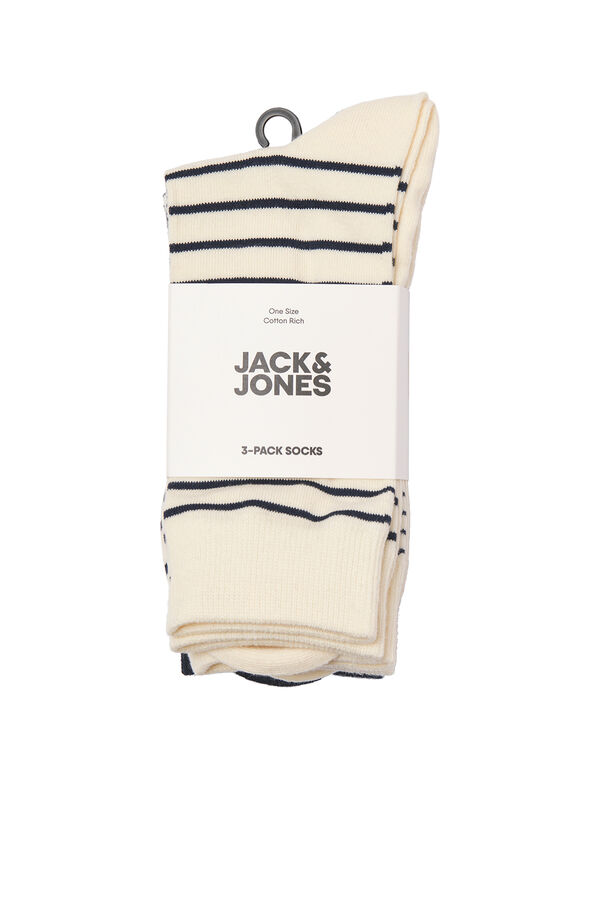 Jack & Jones Pack 3 meias &agrave;s riscas branco
