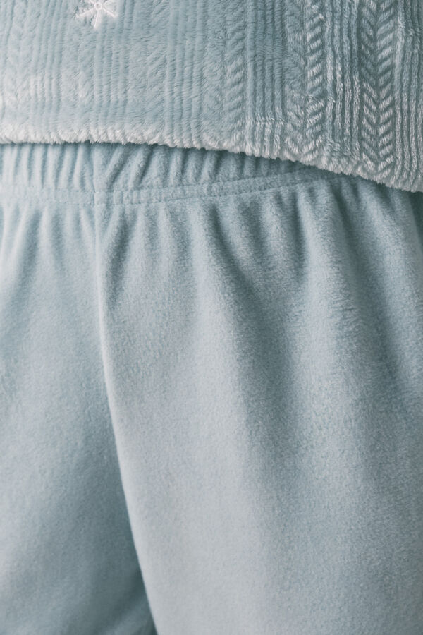 Women'secret Plava duga pidžama od teksturiranog flisa Plava