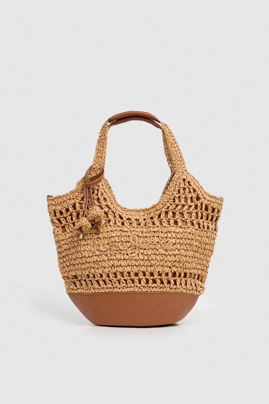 Bolso tote bandolera rafia y asas